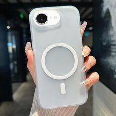 Per iPhone 16e Custodia per telefono Magsafe in TPU ibrida trasparente per PC (bianca)