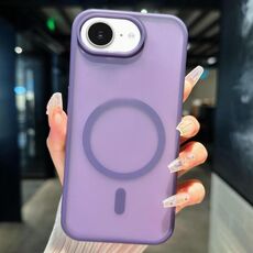 Per iPhone 16e Custodia per telefono Magsafe in TPU ibrida trasparente per PC (viola)