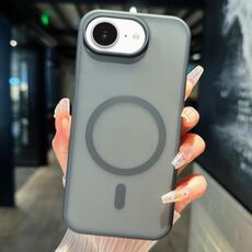 Per iPhone 16e Custodia per telefono Magsafe in TPU ibrida trasparente per PC (nero)