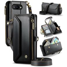 Per Google Pixel 9a CaseMe C36 Porta carte con cerniera Portafoglio RFID Antifurto Custodia in pelle per telefono (Nero)