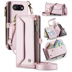 Per Google Pixel 9a CaseMe C36 Porta carte con cerniera Portafoglio RFID Antifurto Custodia in pelle per telefono (rosa)