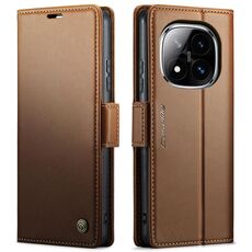 Per Redmi Note 14 Pro 4G CaseMe 023 Butterfly Buckle Litchi Texture RFID Anti-furto Custodia per telefono in pelle (marrone)