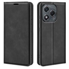 Custodia in pelle con ventosa magnetica per Honor 400 Lite Retro-skin (nera)