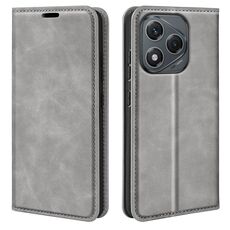 Custodia in pelle con ventosa magnetica per Honor 400 Lite Retro-skin (grigio)