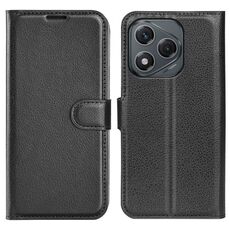 Custodia per telefono in pelle con supporto e flip orizzontale Litchi Texture per Honor 400 Lite (nera)