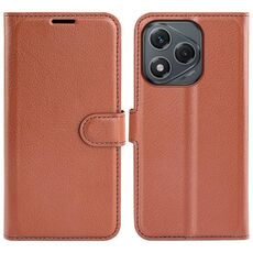 Custodia a libro orizzontale in pelle con supporto per Honor 400 Lite con texture Litchi (marrone)