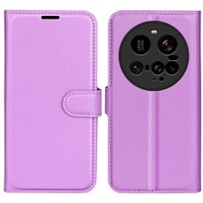 Custodia per telefono in pelle con flip orizzontale e texture Litchi Ultra per Xiaomi 15 con supporto (viola)