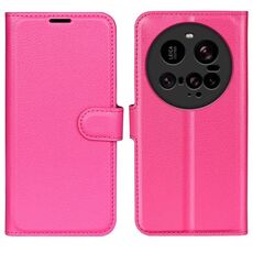 Custodia per telefono in pelle con flip orizzontale e supporto per Xiaomi 15 Ultra Litchi Texture (rosso rosa)