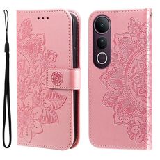 Per vivo V50 Lite 4G / 5G Custodia in pelle con stampa a fiori a sette petali (oro rosa)