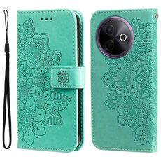 Per vivo Y39 5G / Y300i Custodia in pelle con stampa a fiori a sette petali (verde)