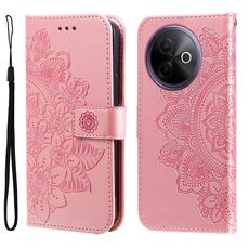 Per vivo Y39 5G / Y300i Custodia in pelle con stampa a fiori a sette petali (oro rosa)