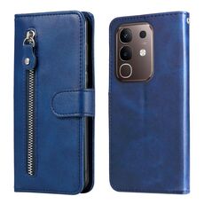 Per vivo Y29 4G Custodia per telefono in pelle con cerniera e texture di vitello alla moda (blu)