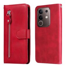 Per vivo Y29 4G Custodia per telefono in pelle con cerniera e texture di vitello alla moda (rosso)
