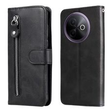 Per vivo Y39 5G / Y300i Custodia per telefono in pelle con cerniera e texture di vitello alla moda (nero)