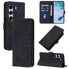 Per Tecno Camon 40 4G Custodia a tracolla in pelle con stampa 3D (nera)