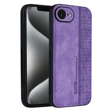 Per iPhone 16e AZNS Custodia per telefono con effetto pelle in rilievo 3D (viola)