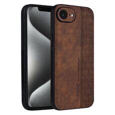 Per iPhone 16e AZNS Custodia per telefono con effetto pelle in rilievo 3D (marrone)