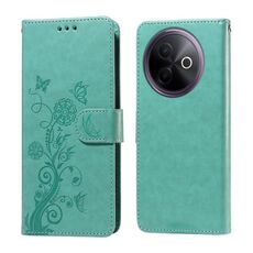 Per vivo Y39 5G / Y300i Custodia in pelle con fiori di farfalla in rilievo (verde)