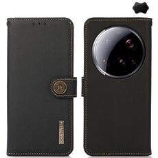 Per Xiaomi 15 Ultra KHAZNEH Custer Texture RFID Custodia in vera pelle per telefono (nero)