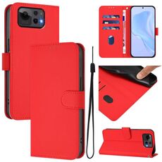 Per Asus Zenfone 12 Ultra Skin Feel Custodia in pelle tinta unita con cordino (rosso)