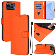 Per Asus Zenfone 12 Ultra Skin Feel Custodia in pelle tinta unita con cordino (arancione)