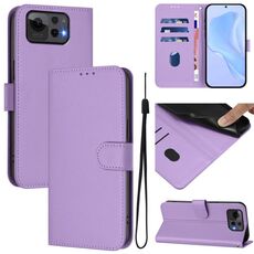 Per Asus Zenfone 12 Ultra Skin Feel Custodia in pelle tinta unita con cordino (viola lavanda)