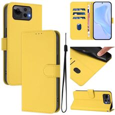 Per Asus Zenfone 12 Ultra Skin Feel Custodia in pelle tinta unita con cordino (giallo limone)