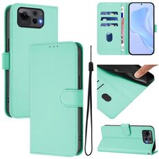 Per Asus Zenfone 12 Ultra Skin Feel Custodia in pelle tinta unita con cordino (verde menta)