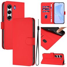 Per Tecno Camon 40 4G Custodia in pelle tinta unita con cordino (rosso)