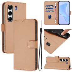 Per Tecno Camon 40 4G Custodia in pelle tinta unita con cordino (nudo)