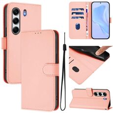 Per Tecno Camon 40 Pro 4G Custodia in pelle tinta unita con cordino (rosa)