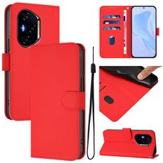 Custodia per telefono in pelle tinta unita per Honor 400 con cordino (rosso)