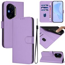 Custodia per telefono in pelle tinta unita per Honor 400 Skin Feel con cordino (viola lavanda)