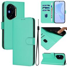 Custodia per telefono in pelle tinta unita per Honor 400 con cordino (verde)
