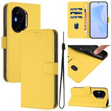 Custodia in pelle tinta unita per Honor 400 Skin Feel con cordino (giallo limone)