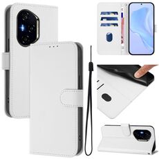 Custodia per telefono in pelle tinta unita per Honor 400 Skin Feel con cordino (bianco)