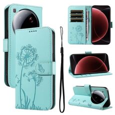 Per Xiaomi 15 Ultra 5G Global Dandelion Embossed Pattern Flip Custodia in Pelle per Telefono (Verde)