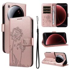 Per Xiaomi 15 Ultra 5G Global Dandelion Embossed Pattern Flip Custodia in Pelle per Telefono (Oro Rosa)