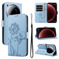 Per Xiaomi 15 Ultra 5G Global Dandelion Embossed Pattern Flip Custodia in Pelle per Telefono (Blu Cielo)