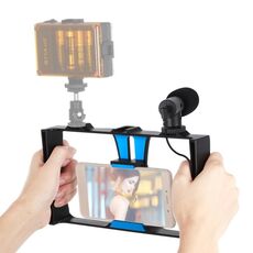 PULUZ 2 in 1 Live Broadcast Smartphone Video Rig + Kit microfono per iPhone, Galaxy, Huawei, Xiaomi, HTC, LG, Google e altri smartphone (blu)
