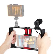 PULUZ 2 in 1 Live Broadcast Smartphone Video Rig + Kit microfono per iPhone, Galaxy, Huawei, Xiaomi, HTC, LG, Google e altri smartphone (rosso)