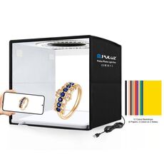 Pulluz 25cm Pieghevole Portable High Cri Anello LED Photo Lighting Studio Tent Box + Shadowsless Light Lamp Panel Pad con 12 colori Fondali, Dimensioni: 25 cm x 25cm x 25 cm (nero)