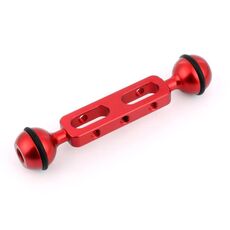 Puluz 5,1 pollici 13 cm in lega di alluminio Doppia braccio, diametro a sfera: 25 mm (rosso)