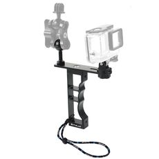 Supporto portatile per staffa per fotografia subacquea a mano singola in alluminio CNC PULUZ, compatibile con DJI Osmo Action, GoPro NEW HERO / HERO7 / 6/5/5 Session / 4 Session / 4/3 + / 3/2/1, Xiaoyi e altre action cam, Fotocamere DSLR (nere)