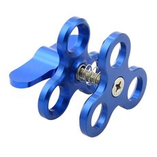 PULUZ Morsetto a tripla sfera Foro chiuso Staffa per fotocamera subacquea Morsetto per torcia a molla in alluminio CNC per sistema di fotografia subacquea (blu)