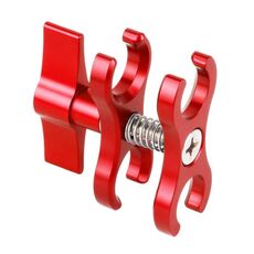 PULUZ Morsetto a doppia sfera Foro aperto Staffa per fotocamera subacquea Morsetto per torcia a molla in alluminio CNC per sistema di fotografia subacquea (rosso)