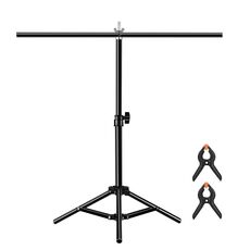 Supporto per sfondo da studio fotografico a forma di T da 67 cm Supporto per barra trasversale per sfondo con clip, senza sfondo (nero)