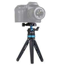 PULUZ Pocket Mini Supporto per treppiede da tavolo in metallo regolabile con testa a sfera a 360 gradi per DSLR e fotocamere digitali, altezza regolabile: 11-20,2 cm (blu)