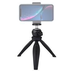 PULUZ Supporto per treppiede in plastica tascabile da 20 cm con testa a sfera a 360 gradi per smartphone, GoPro, fotocamere DSLR (nero)