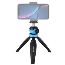 PULUZ Supporto per treppiede in plastica tascabile da 20 cm con testa a sfera a 360 gradi per smartphone, GoPro, fotocamere DSLR (blu)